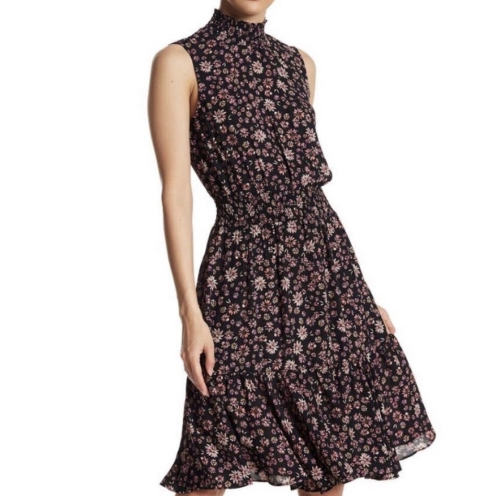 Nanette Lepore Bella Donna High Neck Sleeveless Floral Multi Print Dress Size 10